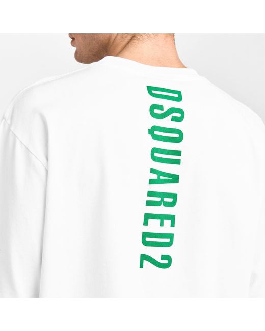 DSquared² White Dsq Bk Logo Oversized T-Shirt for men