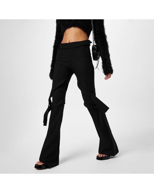 Ambush Black Strap-detail Flared Trousers