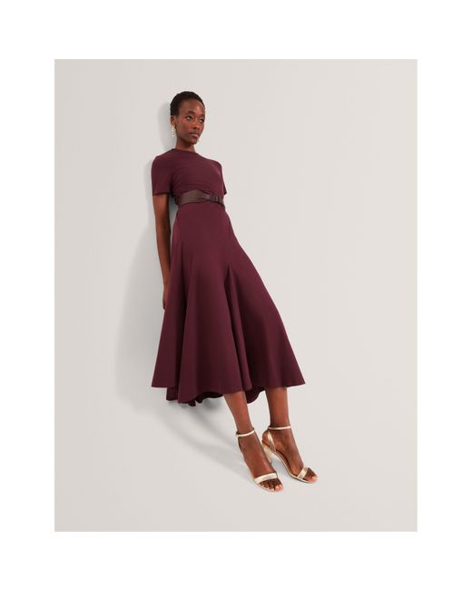 Ted Baker Red Mixed Midi Tea Dress
