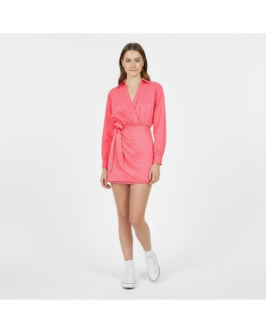 Jack Wills Pink Draped Shirt Dress