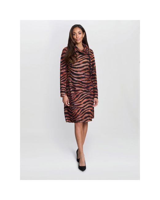 Gina Bacconi Red Aisling Animal Print Dress