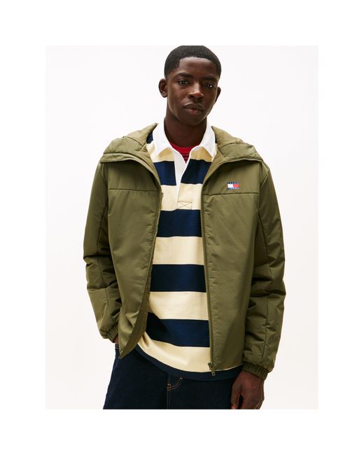 Tommy Hilfiger Green Padded Hood Windbreaker for men