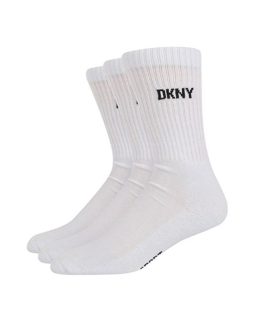 DKNY White Ribbed 3 Pack Socks for men