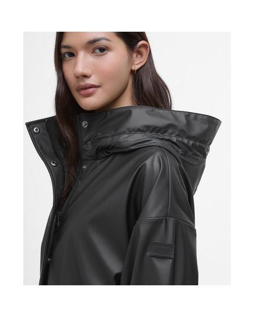 Barbour Black Atlas Hooded Long Sleeve Knee Length Rain Anorak