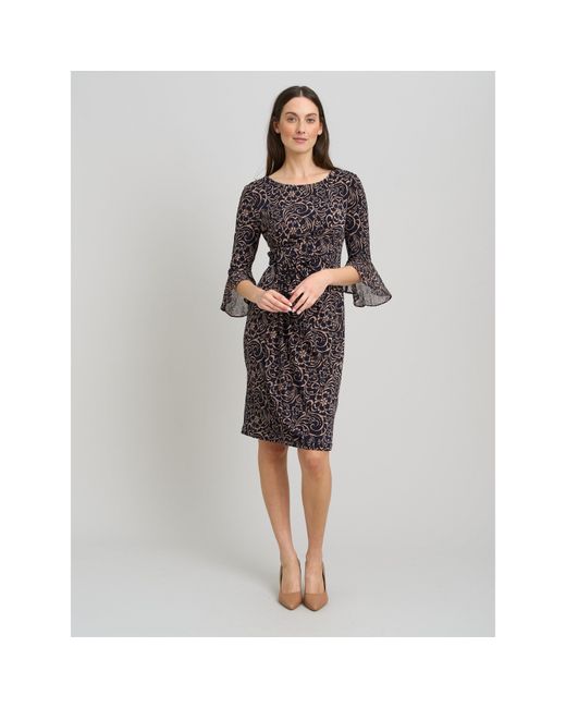 Gina Bacconi Gray Nikita Printed Sheath Dress