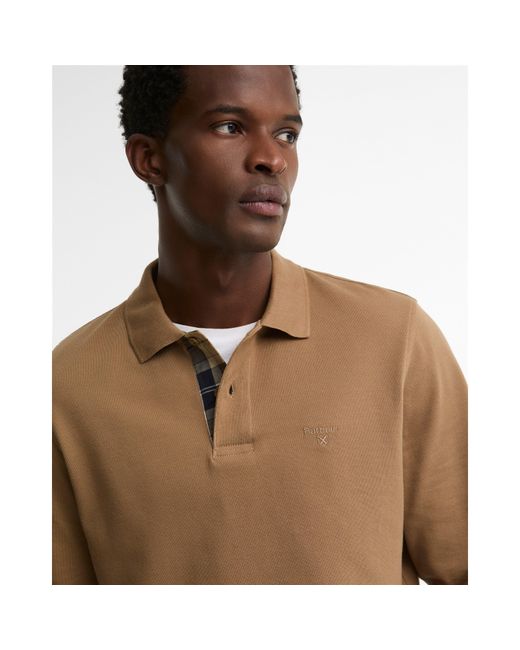 Barbour Brown Essentials Long Sleeve Polo Shirt for men