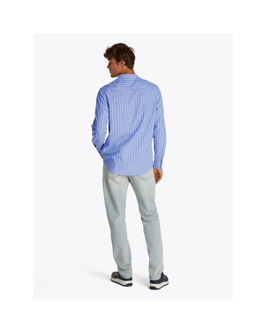 Tommy Hilfiger Blue Tj Linen Long-Sleeve Patterned Shirt for men