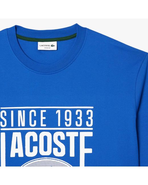 Lacoste Blue Loose-fit Heavy Cotton Printed T-shirt for men