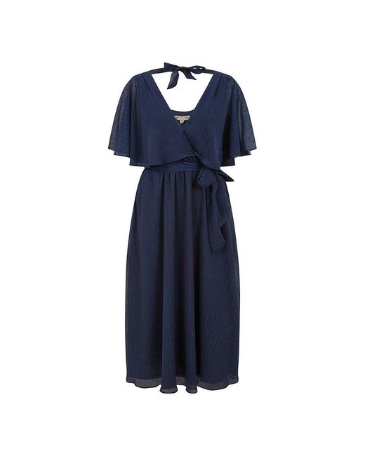 Yumi' Blue Midi Wrap Dress