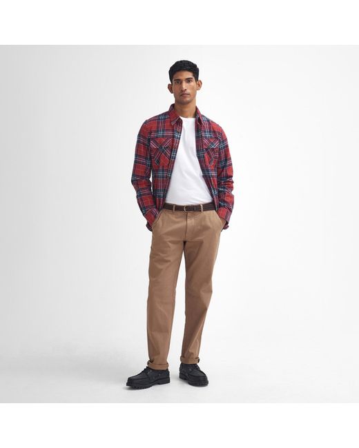 Barbour Brown Washed Stretch Tailored Trousers for men