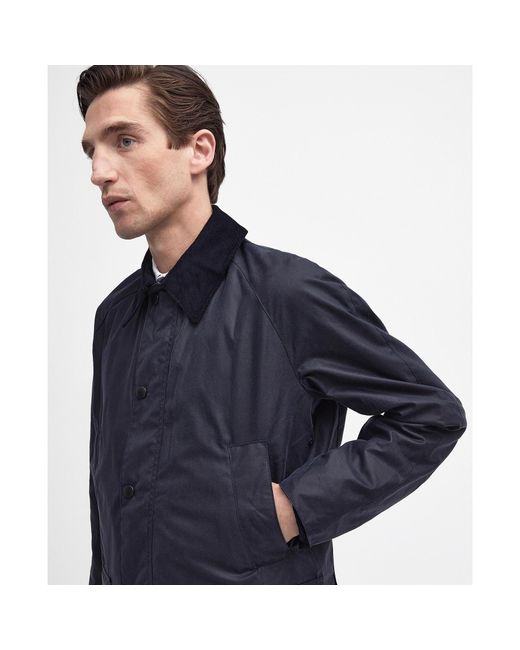 Barbour Blue Ashby Water Resistant Windproof Long Sleeve Wax Jacket for men