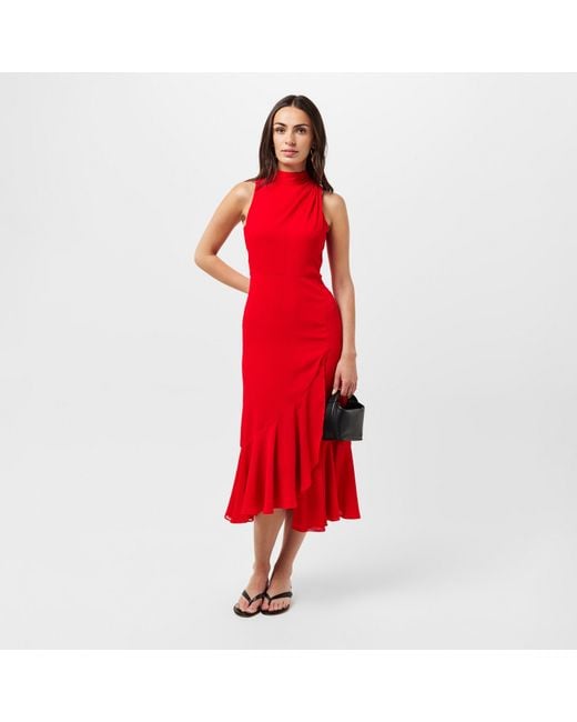Ted Baker Red Neck Tie Midi Dress