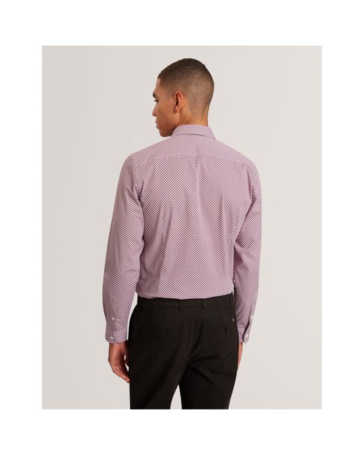 Ted Baker Purple Long Sleeve Patterned Shirt for men