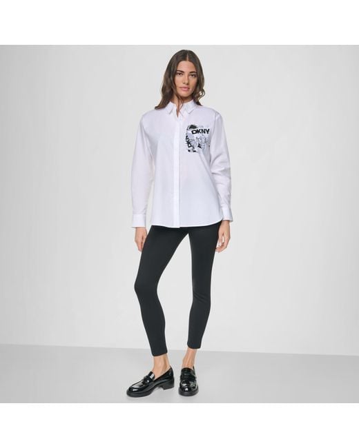 DKNY White Pockt Print Ld64