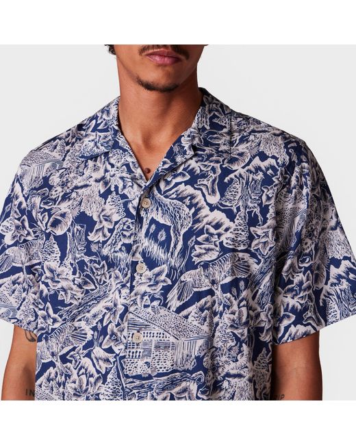 Paul Smith Blue Short Sleeve Patterned Tailored Fit Shirt for men