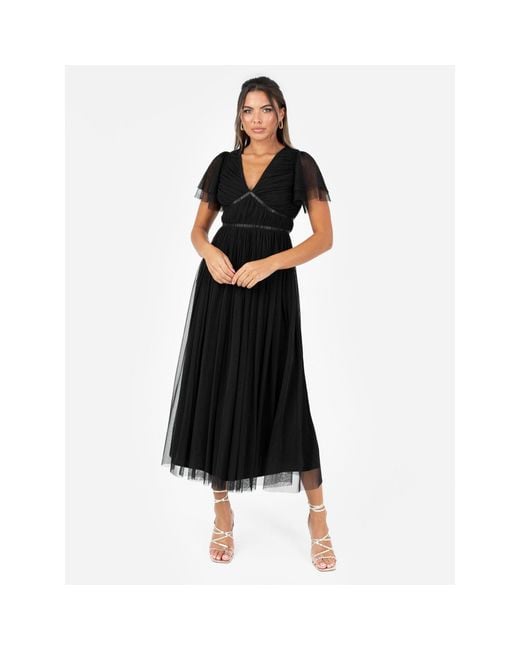 Anaya with love Black Recycled Ribbon Detail Midi Dress