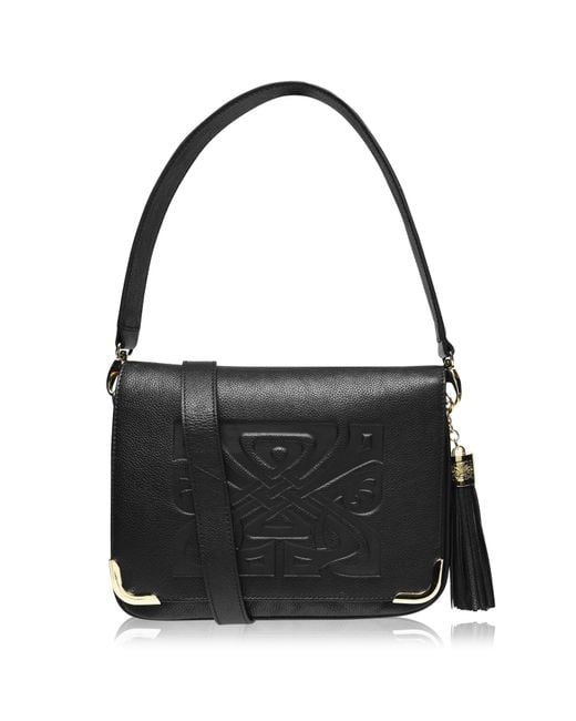 Biba Black Leather Gretal Cross Body Bag