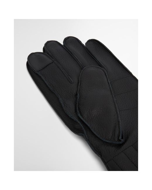 Barbour Black Leather Utility Gloves for men