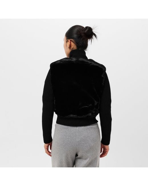 Moose Knuckles Black Dua Bunny Textured Relaxed Fit Cardigan
