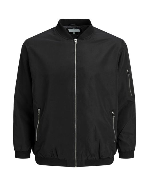 Jack & Jones Black Rush Plus Size Long Sleeve Bomber Jacket for men