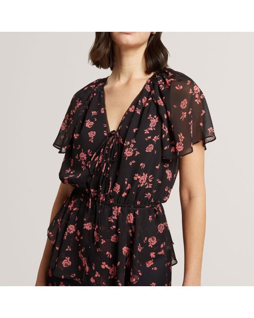 Ted Baker Black Soft Woven Peplum Top