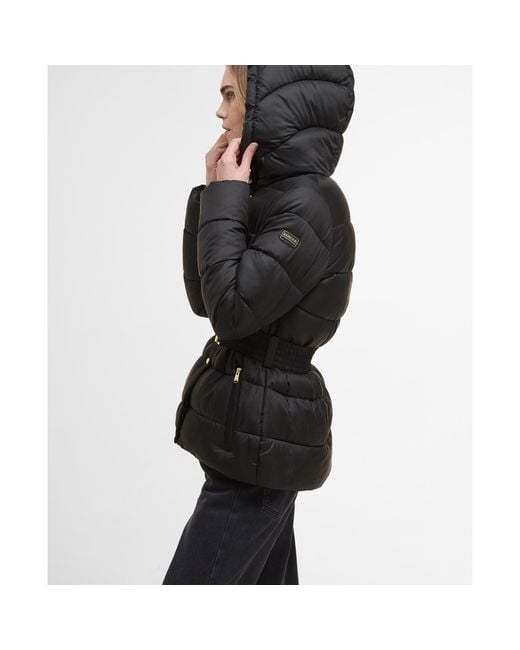 Barbour Black Track Line Detachable Hood Long Sleeve Short Puffer Jacket