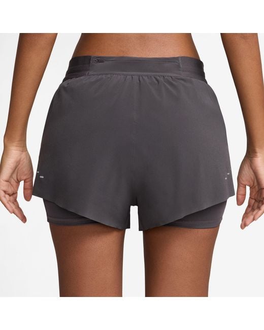 Nike Gray Dri-Fit Swift Mid-Rise 3 2-In-1 Shorts
