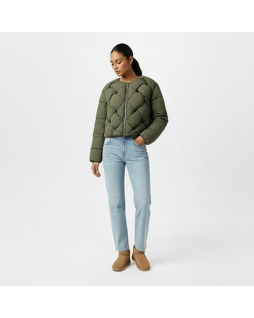 Jack Wills Green Interwoven Quilted Short Puffer Jacket
