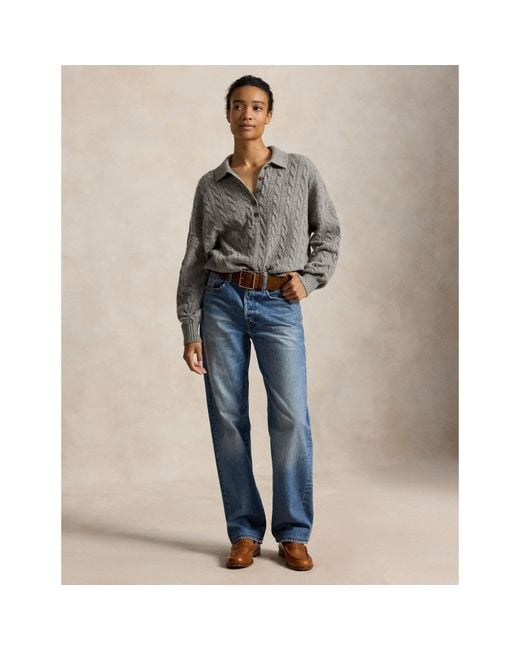 Polo Ralph Lauren Gray Sweater Polo Knitted Long Sleeve Shirt