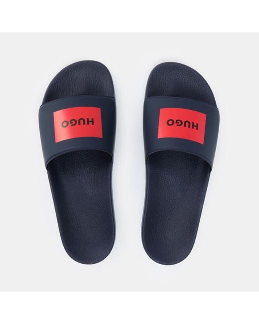 HUGO Blue Timein Logo Sliders for men