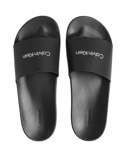 Calvin Klein Black Pool Logo Sliders for men