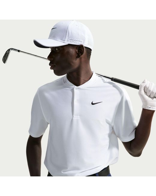 Nike White Velocity Dri-Fit Blade Collar Golf Polo for men