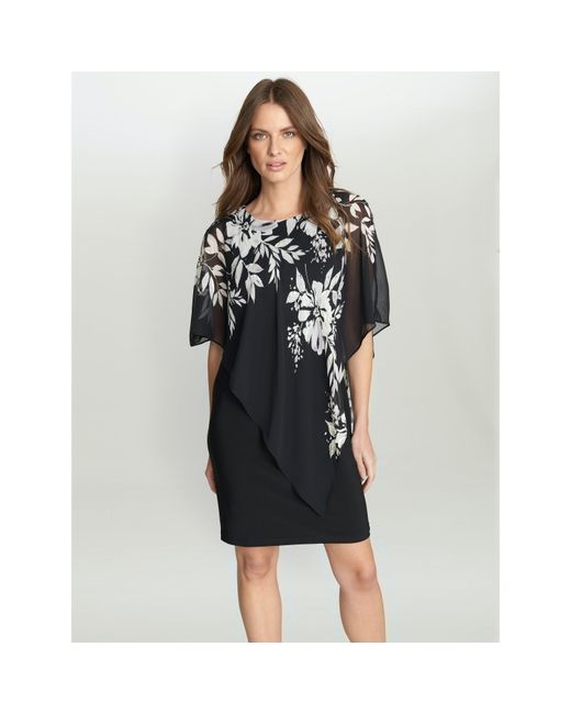 Gina Bacconi Black Kiya Asymmetric Dress With Foil Detail