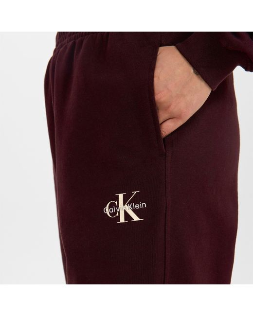 Calvin Klein Purple Ckj Mono Closed Hem Fleece Joggers