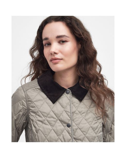 Barbour Gray Annandale Diamond Quilted Long Sleeve Hip Length Jacket