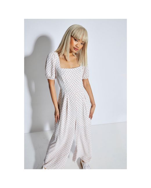Glamorous White Cluster Ditsy Jumpsuit