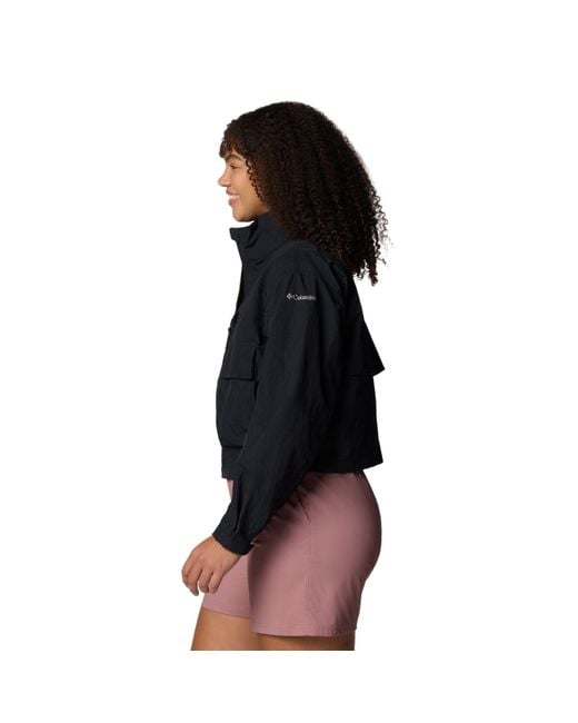 Columbia Black Paracutie Cropped Cargo Windbreaker