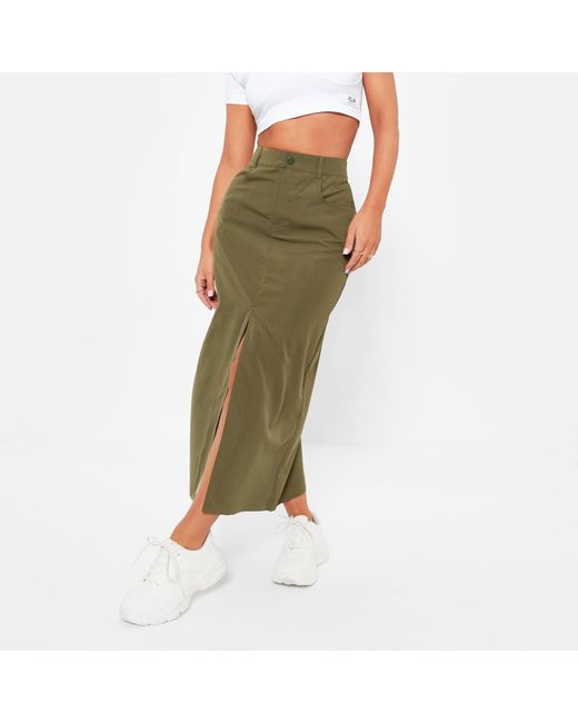 I Saw It First Green Isawitfirst High Waisted Split Hem Midi Skirt