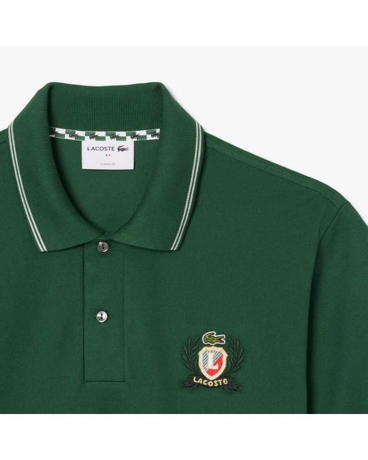 Lacoste Green Classic-Fit.12.12 Embroidered Shield Polo Shirt for men