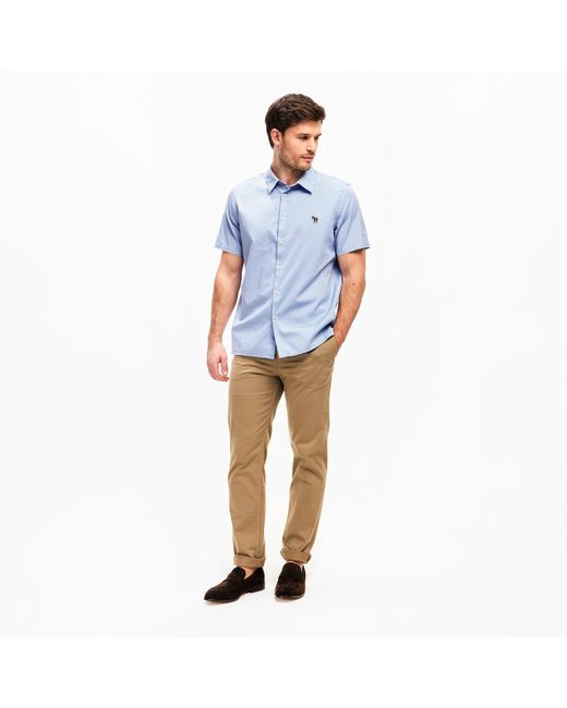 Paul Smith Blue Short-Sleeve Plain Shirt for men