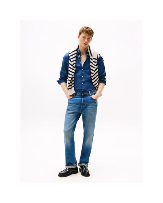 Tommy Hilfiger Blue Core Flex Long Sleeve Poplin Shirt for men