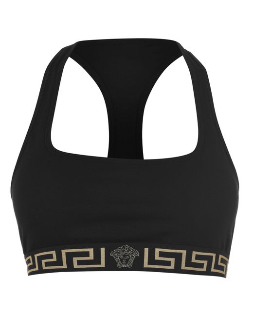 Versace Black Greca Border Sports Bra