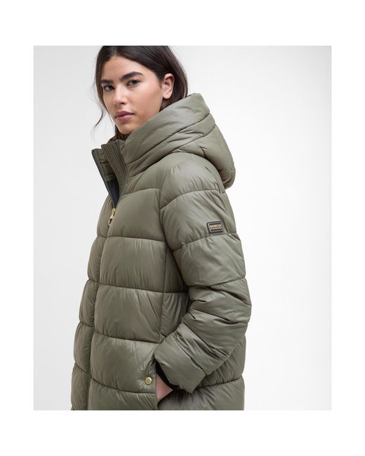 Barbour Multicolor Olivios Lightweight Hooded Long Puffer Jacket