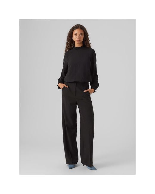 Vero Moda Black Open Neck Long-Sleeve Blouse