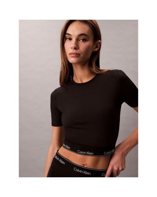 Calvin Klein Black Mod Tape Crop Tops