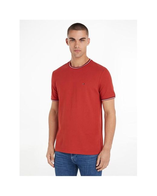 Tommy Hilfiger Red Tommy Tipped Collr T Sn43 for men