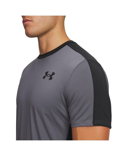 Under Armour Blue Hg Wordmark Short-Sleeve Performance Gym Top for men