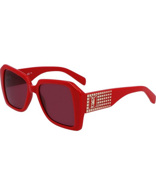 Karl Lagerfeld Red Uv Protection Rectangle Sunglasses