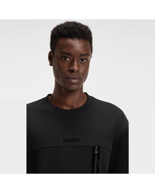 HUGO Black Dubi Short Sleeve Polo Shirts for men