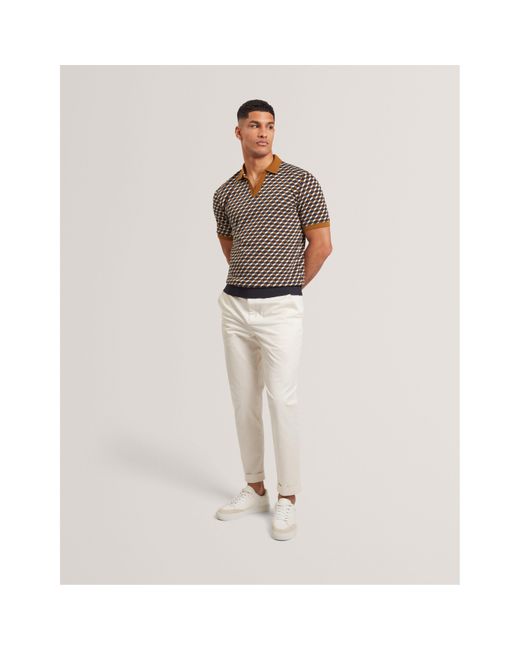 Ted Baker Black Jacquard Short Sleeve Polo Shirt for men